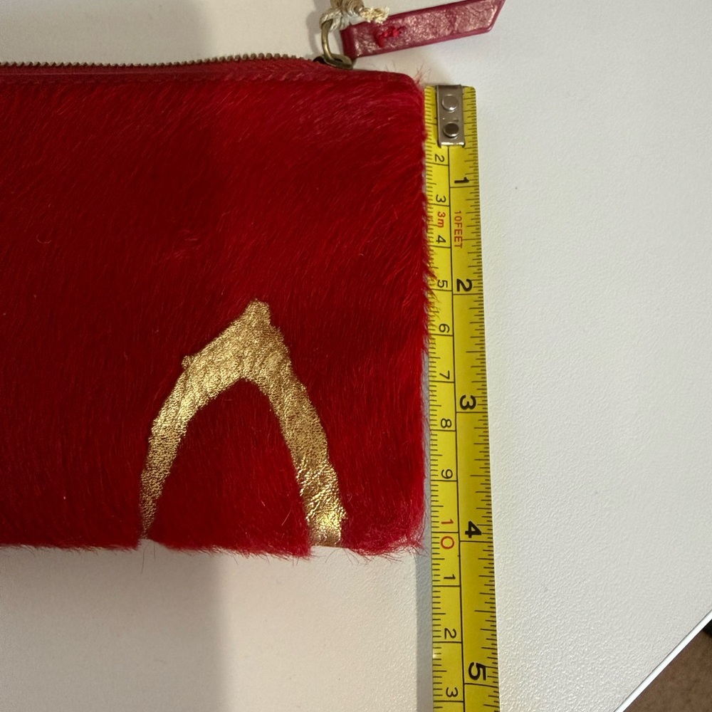 Hobo GIVE Red and Gold Fur Zipper Pouch - Picture 5 of 5